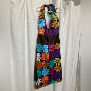 TRINA TURK Womens Brown Lined Tie Back Slit Halter Short Sheath Dress 2